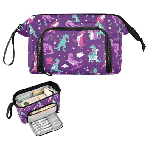 Kcldeci Niedliches Dinosaurier-Federmäppchen für Jungen und Mädchen, großes Federmäppchen für Erwachsene, mit Reißverschluss, Teenager, große Aufbewahrungs-Bleistiftbox für Schule, Büro, Mehrfarbig von Kcldeci