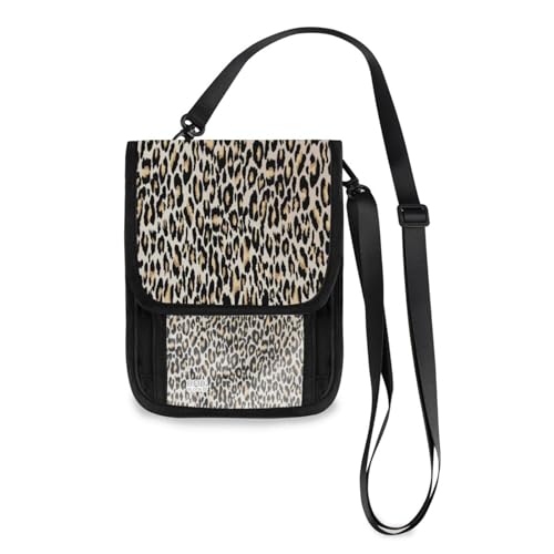 Kcldeci Reisebrieftasche, Geldbörse, Handytasche, Crossbody-Tasche, Leopardenleder, schwarze Punkte, Reisepasshülle für Damen und Herren, mehrfarbig, Einheitsgröße, Casual von Kcldeci