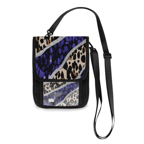 Kcldeci Reisebrieftasche, Geldbörse, Handytasche, Crossbody-Tasche, Leopardenmuster, Zebra-Tier, Glitzer, bunt, Reisepasshülle für Damen und Herren, mehrfarbig, Einheitsgröße, Casual von Kcldeci