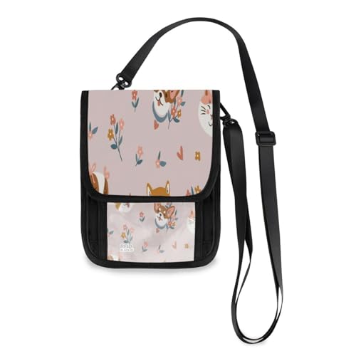 Kcldeci Reisebrieftasche, Geldbörse, Handytasche, Crossbody-Tasche, niedliche Hunde, Blumen und Herz, Reisepasshülle für Damen und Herren, mehrfarbig, Einheitsgröße, Casual von Kcldeci