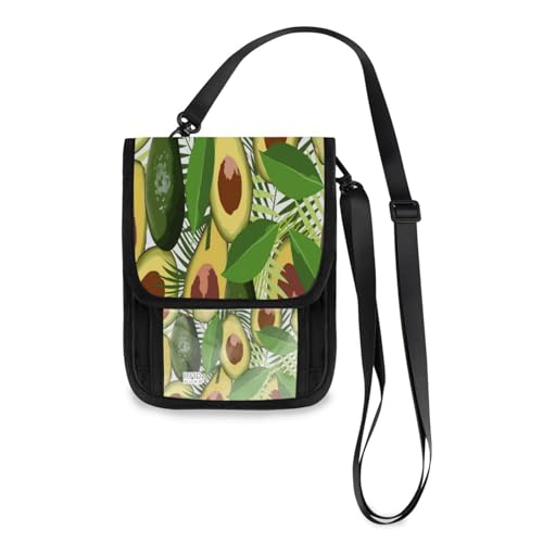 Kcldeci Reisebrieftasche, Geldbörse, Handytasche, Umhängetasche, Avocado, Palme, Reise-Halstasche, Reisepasshülle für Damen und Herren, mehrfarbig, Einheitsgröße, Casual von Kcldeci