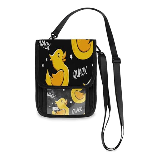 Kcldeci Reisebrieftaschen, Geldbörsen, Handytaschen, Crossbody-Taschen, Cartoon-Ente und Sterne, Reise-Brustbeutel, Reisepasshülle für Damen und Herren, mehrfarbig, Einheitsgröße, Casual von Kcldeci