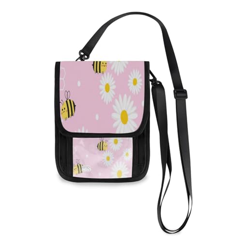 Kcldeci Reisebrieftaschen, Geldbörsen, Handytaschen, Crossbody-Taschen, Cartoon-Honigbienen, Gänseblümchen, Reisepasshülle für Damen und Herren, mehrfarbig, Einheitsgröße, Casual von Kcldeci