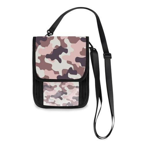 Kcldeci Reisebrieftaschen, Geldbörsen, Handytaschen, Crossbody-Taschen, Rosa, Militär, Camouflage, Reisepass-Halter für Damen und Herren, mehrfarbig, Einheitsgröße, Casual von Kcldeci