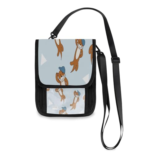 Kcldeci Reisebrieftaschen, Geldbörsen, Handytaschen, Crossbody-Taschen, niedlicher Otter Say Hello Reise-Halstasche, Reisepasshülle für Damen und Herren, mehrfarbig, Einheitsgröße, Casual von Kcldeci