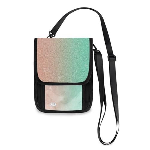 Kcldeci Reisebrieftaschen, Geldbörsen, Handytaschen, Crossbody-Taschen, rosarot und türkis, Farbverlauf, glitzernd, Reisepasshülle für Damen und Herren, mehrfarbig, Einheitsgröße, Casual von Kcldeci