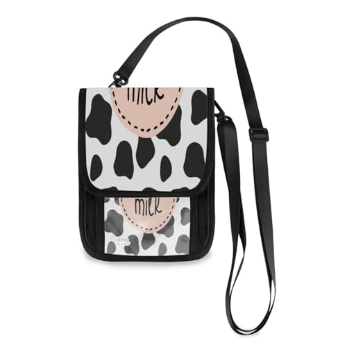 Kcldeci Reisebrieftaschen, Geldbörsen, Handytaschen, Crossbody-Taschen mit Aufdruck "Let's Milk Cow Skin", Reisepasshülle für Damen und Herren, mehrfarbig, Einheitsgröße, Casual von Kcldeci