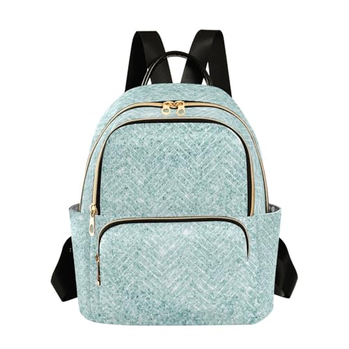 Kcldeci Rucksack, Geldbörse für Damen, Blau, Glitzer, Textur, lässig, Umhängetasche, kleiner Rucksack, Größe S, mehrfarbig, 38 von Kcldeci