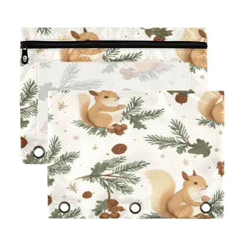 Kcldeci Stifteetui mit Eichhörnchenblättern, für 3-Ringbinder, Federmäppchen mit Reißverschluss-Aufbewahrungstasche, transparentes Stifteetui, Büro, Schreibwaren, Schule, Organizer von Kcldeci