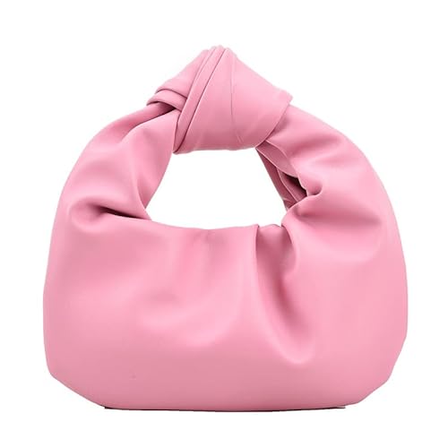 Damen Handtasche-Retro Geknotete Gewebte Schultertasche-Weiche PU Leder Umhangetasche Fashion Shopper Bag Tote Bag Mode Handgefertigte Bag Leichte Einkaufstasche(Rosa) von Kcomotee