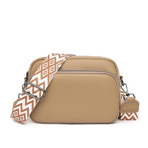 Kcomotee Damen Handy Umhängetasche Echtes Leder Crossbody Bag Damen Handytasche zum Umhängen, Umhängetasche Damen Klein Moderne Taschen mit Breitem Schultergurt u 3 fächern von Kcomotee