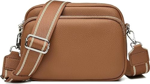 Kcomotee Damen Handy Umhängetasche Echtes Leder Crossbody Bag Damen Handytasche zum Umhängen, Umhängetasche Damen Klein Moderne Taschen mit Breitem Schultergurt u 3 fächern von Kcomotee