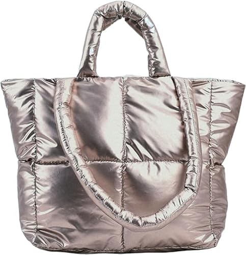 Kcomotee Puffer Bag Tote Bag für Damen-Groß Shopper Tasche Handtasche Puffer Tote Bag mit Reißverschluss Gesteppte Tasche Stepptasche Gross Umhängetasche Hobo Bag Handtasche Damen Groß Schultertasche von Kcomotee