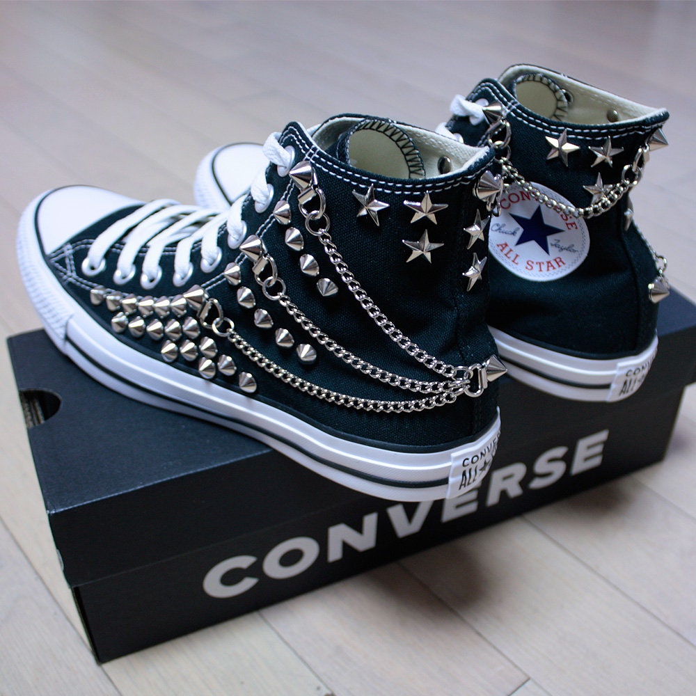 Echtes Converse Schwarz Mit Schädel & Ketten All-star Chuck Taylor Sneakers Sheos Echtes Converse Schwarz Mit Schädel & Ketten All-star Chuck Taylor Sneakers Sheos von KcraftTheShop