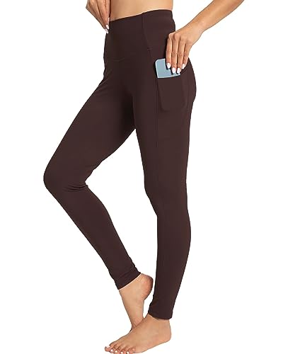 Kcutteyg Yogahose für Damen mit Taschen, hohe Taille, Leggings, Workout, Sport, Laufen, Sport, Athletic-Hose, Braun, X-Groß von Kcutteyg