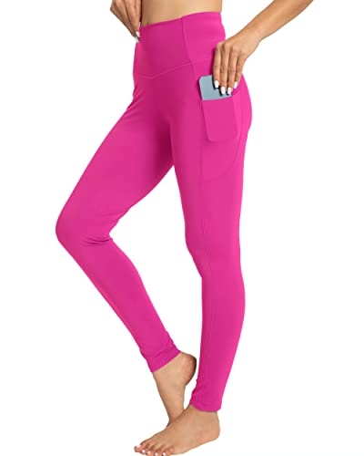 Kcutteyg Yogahose für Damen mit Taschen, hohe Taille, Leggings, Workout, Sport, Laufen, Sport, Athletic-Hose, Hot Pink, Groß von Kcutteyg