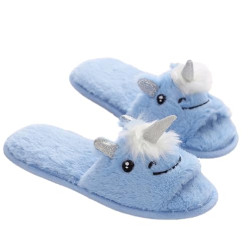 Kdemeng Frauen Fuzzy Pantoffeln niedliche Anti-Rutsch Open Toe Home Plüsch Rutschen für Indoor Outdoor Warme Schuhe von Kdemeng