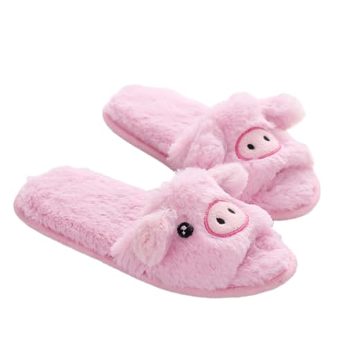 Kdemeng Frauen Fuzzy Pantoffeln niedliche Anti-Rutsch Open Toe Home Plüsch Rutschen für Indoor Outdoor Warme Schuhe von Kdemeng