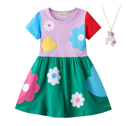 Mädchen Sommer Kleid mit Fluffy Tüll Prinzessin Kleid mit Rundhalsausschnitt von Kdemeng