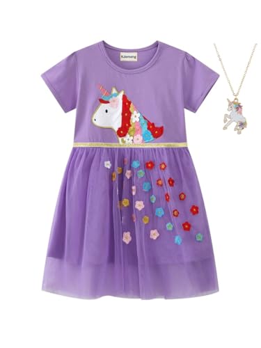 Mädchen Sommer Kleid mit Fluffy Tüll Prinzessin Kleid mit Rundhalsausschnitt von Kdemeng