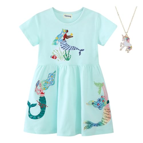 Mädchen Sommer Kleid mit Fluffy Tüll Prinzessin Kleid mit Rundhalsausschnitt von Kdemeng