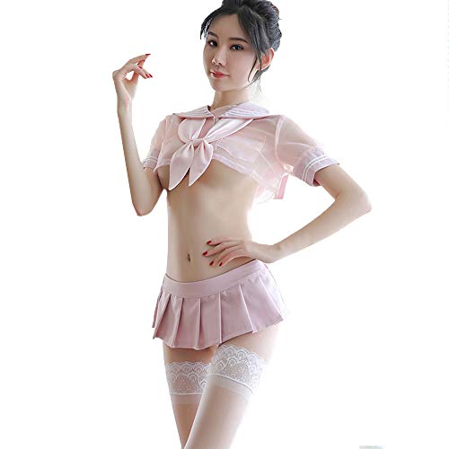 Schulmädchen Kostüm Damen Cosplay Nachtwäsche Dessous Reizwäsche Sailor Outfit Anime Minirock Uniform Spitze Lingerie Set von JasmyGirls