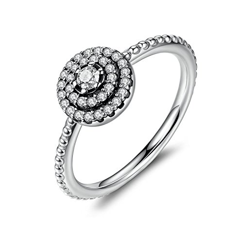 Kdouehg 925 Sterling Silber Runde Form Strahlende Eleganz, Klare Fingerringe für Frauen GrößE 9 von Kdouehg