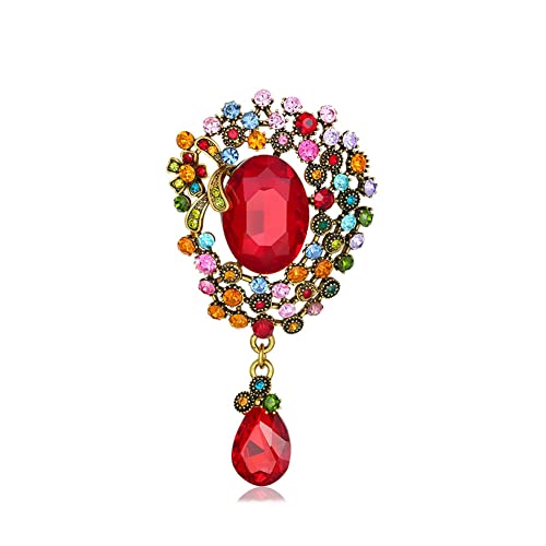 Kdouehg GroßE Kristallwassertropfen-Chromatische Blumen-Broschen-Frauen-Palast-Art-Blumen-Hochzeits-Partei-ZufäLlige Brosche-Pin-Geschenke B von Kdouehg