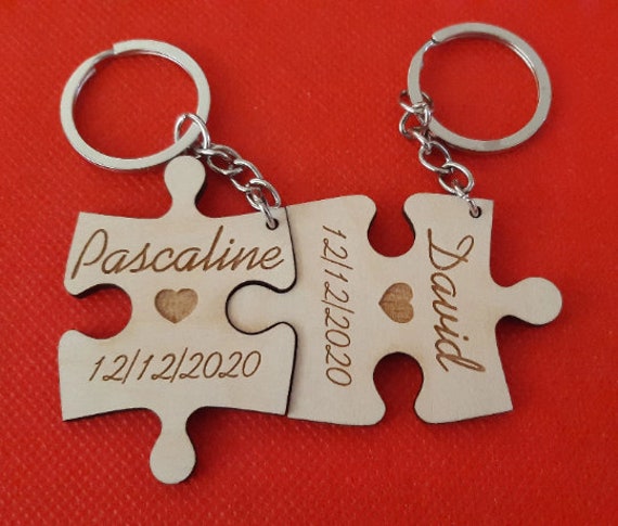 Personalisierter Duo - Oder Quattro-Puzzle-Schlüsselanhänger Aus Holz Personalisierter Duo - Oder Quattro-Puzzle-Schlüsselanhänger Aus Holz von Kdowood