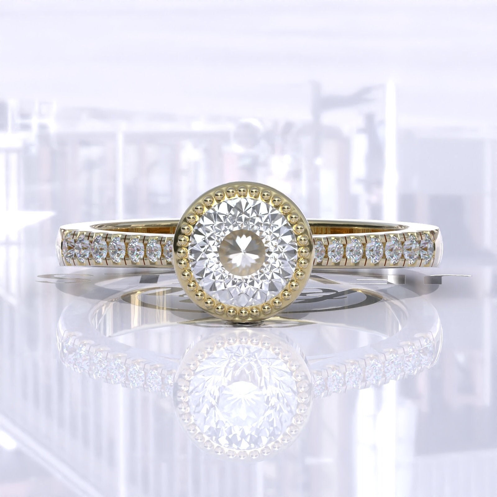 1.0Ct, 1.5Ct, 2.0Ct Portugieser Cut Lünette Einstellung Moissanite Verlobungsring, Ehering, Jubiläumsgeschenk, Versprechen Ring von Kdrjewels