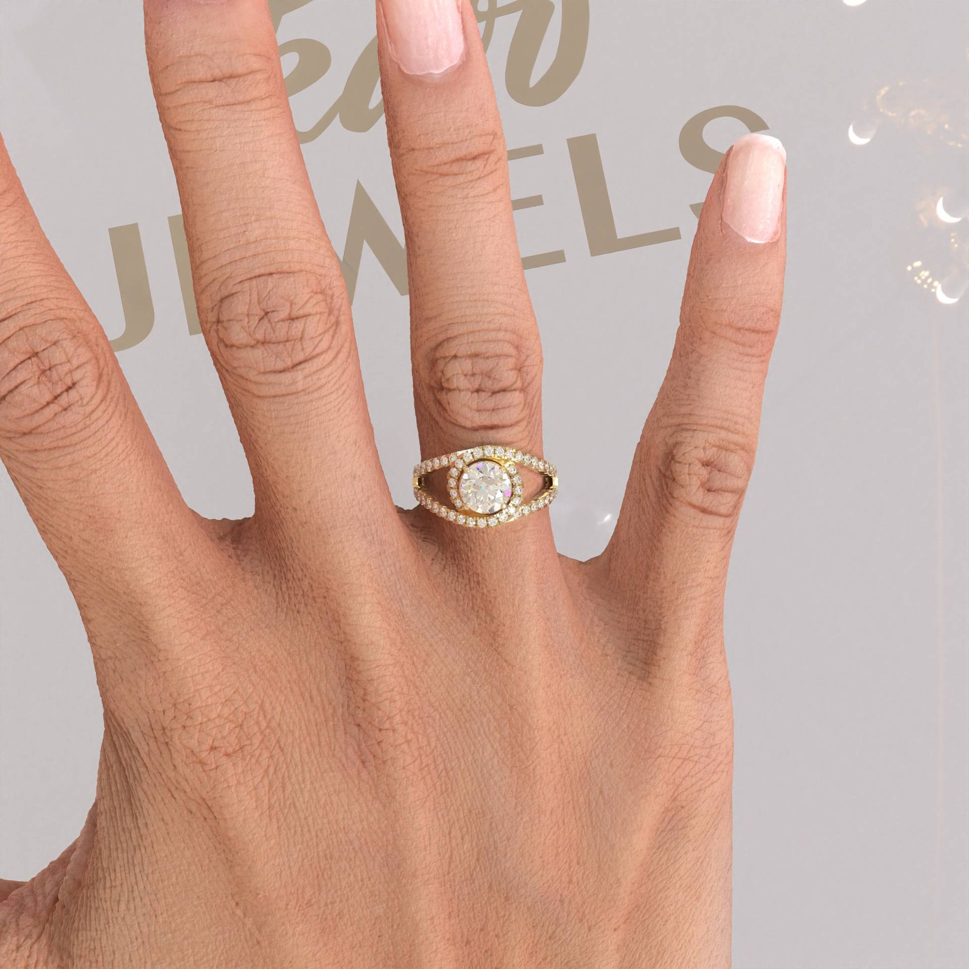 1.0Ct Moissanit Halo Ring, Farbloser Verlobungsring, Ehering, Einzigartiger Silber Ring 1.0Ct Moissanit Halo Ring, Farbloser Verlobungsring, Ehering, Einzigartiger Silber Ring von Kdrjewels