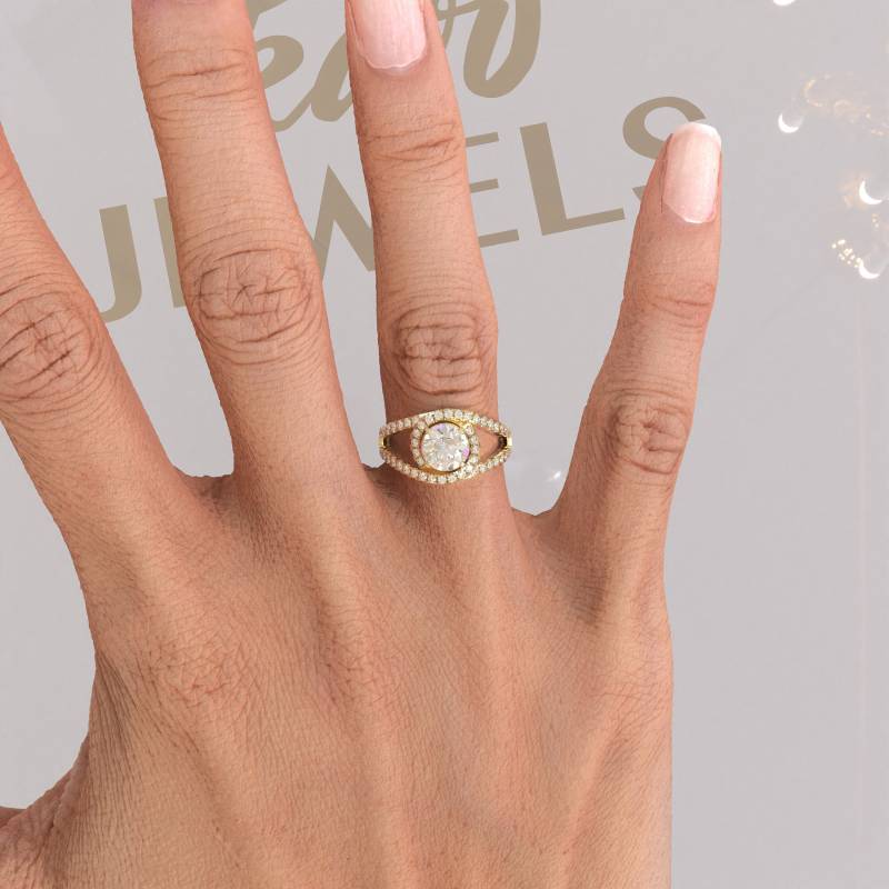 1.0Ct Moissanit Halo Ring, Farbloser Verlobungsring, Ehering, Einzigartiger Silber Ring von Kdrjewels