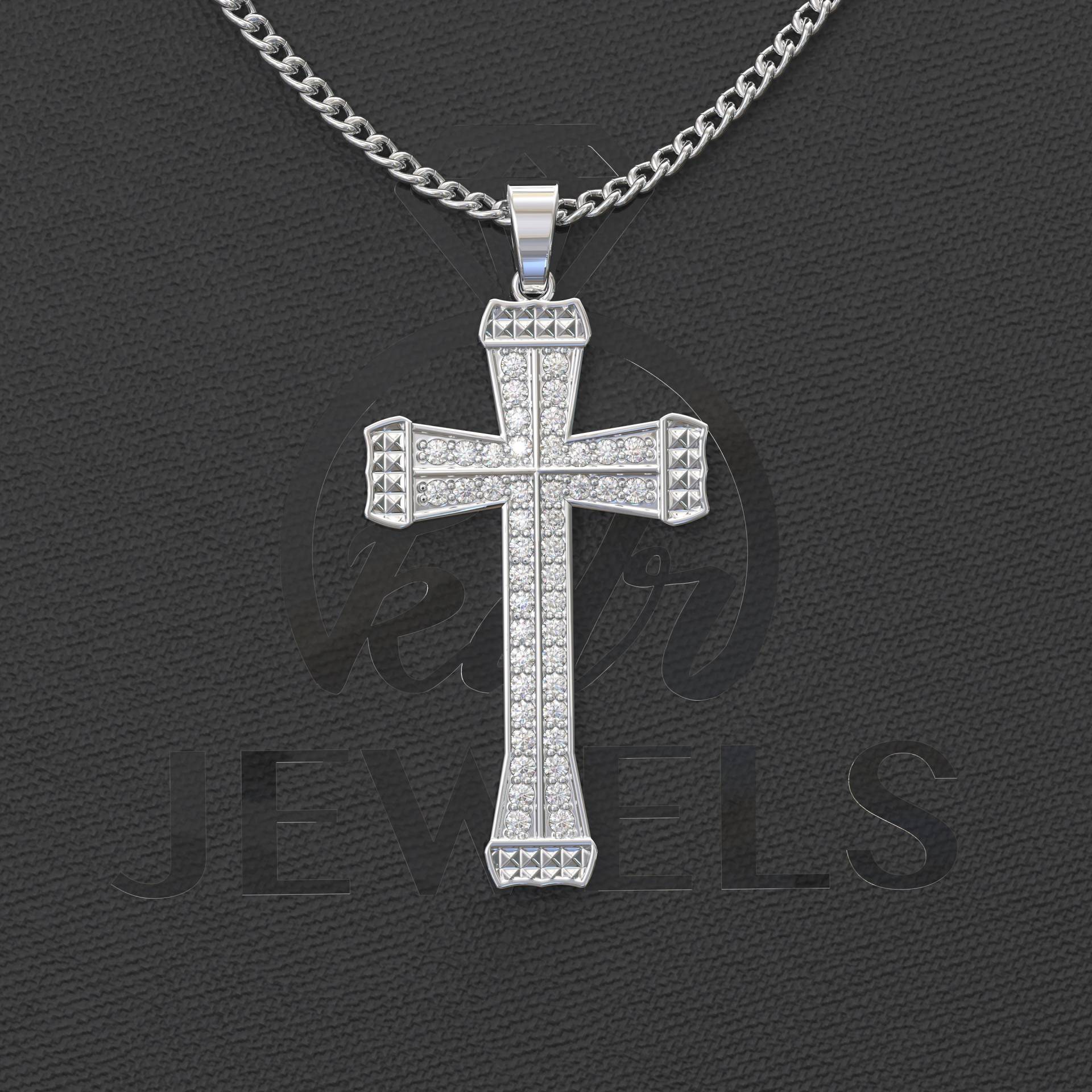 1.0Ct Moissanit Kreuz Halskette, Gold Silber Anhänger, Schmuck, Religiöse Jesus Anhänger von Kdrjewels