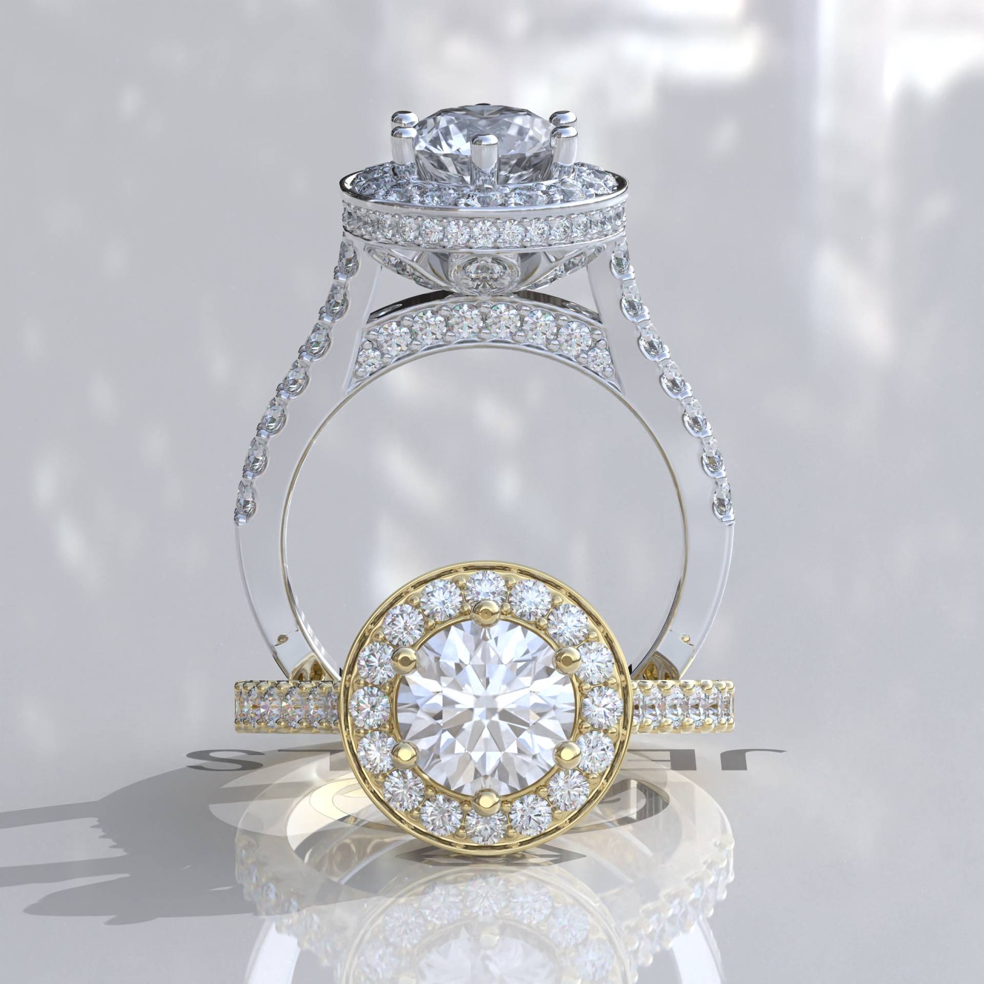 1.30Ct Gia Zertifizierter Halo Diamant Ring, Lab Grown Moissanit Verlobungsring, Ehering, Unikat Ring von Kdrjewels