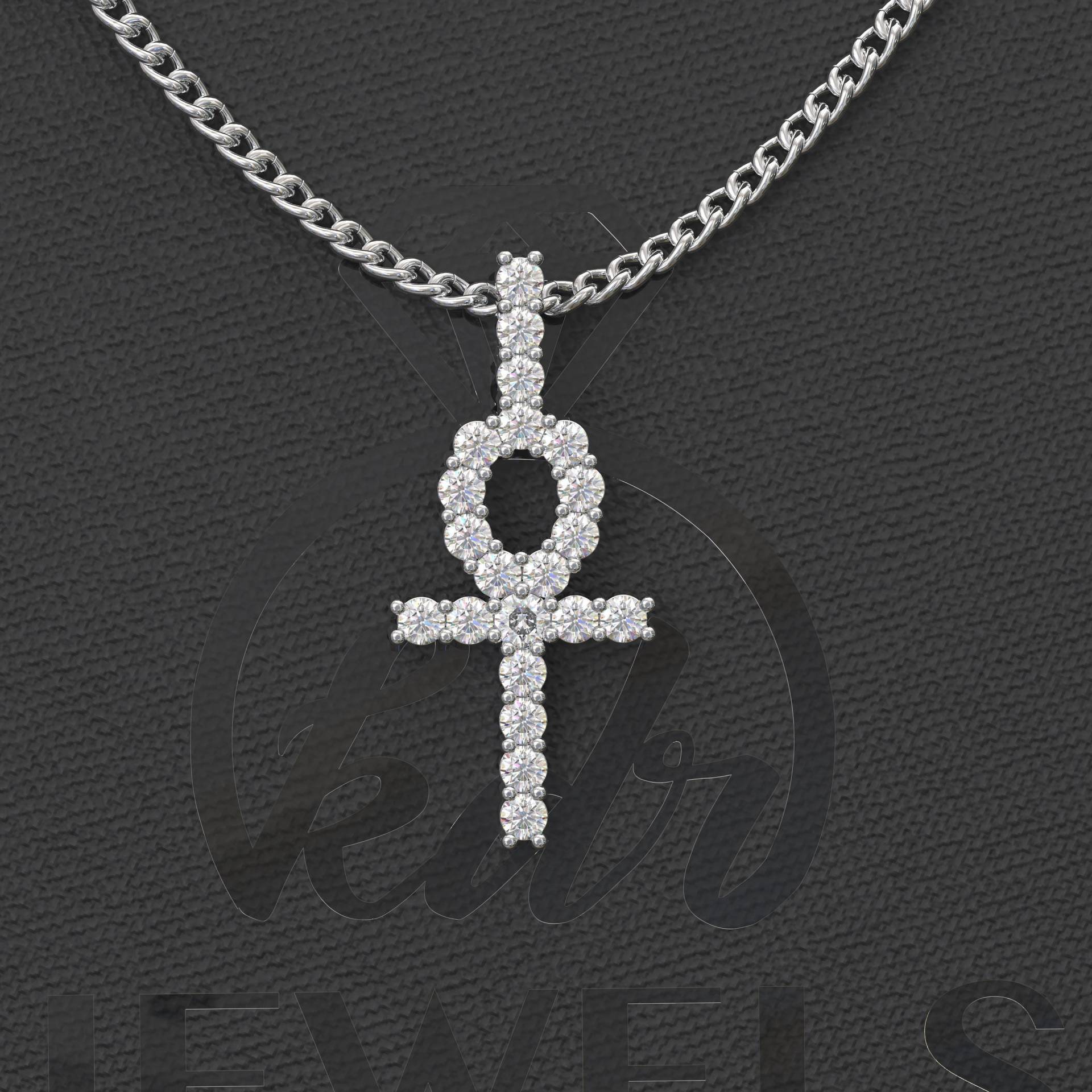 Ankh Kreuz Moissanite Halskette, Gold Silber Anhänger, Schmuck, Religiöse Herren von Kdrjewels
