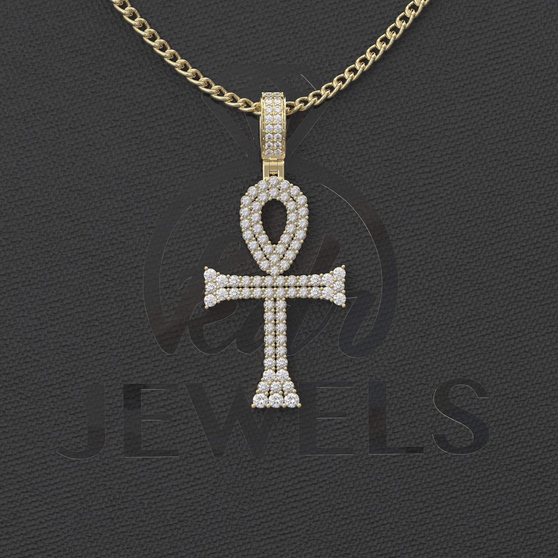 Ankh Moissanite Kreuz Halskette, Gold Silber Anhänger, Schmuck, Religiöse Herren von Kdrjewels