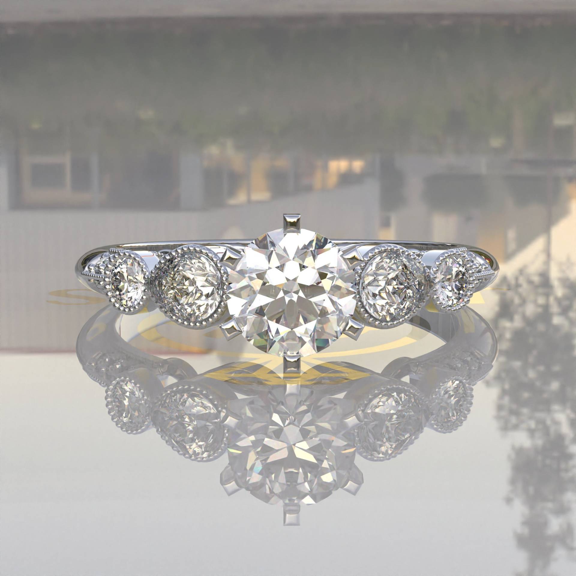 Antik Stil Moissanit Verlobungsring, Kathedrale Fassung Ring, Ehering, Birne Am Band, Jahrestag Antik Stil Moissanit Verlobungsring, Kathedrale Fassung Ring, Ehering, Birne Am Band, Jahrestag von Kdrjewels