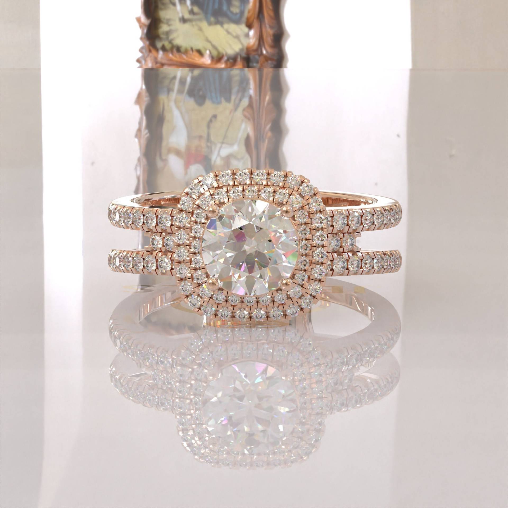 Doppel Halo Moissanit Verlobungsring, Ehering, Farbloser Ring, Einzigartiger Ring Doppel Halo Moissanit Verlobungsring, Ehering, Farbloser Ring, Einzigartiger Ring von Kdrjewels