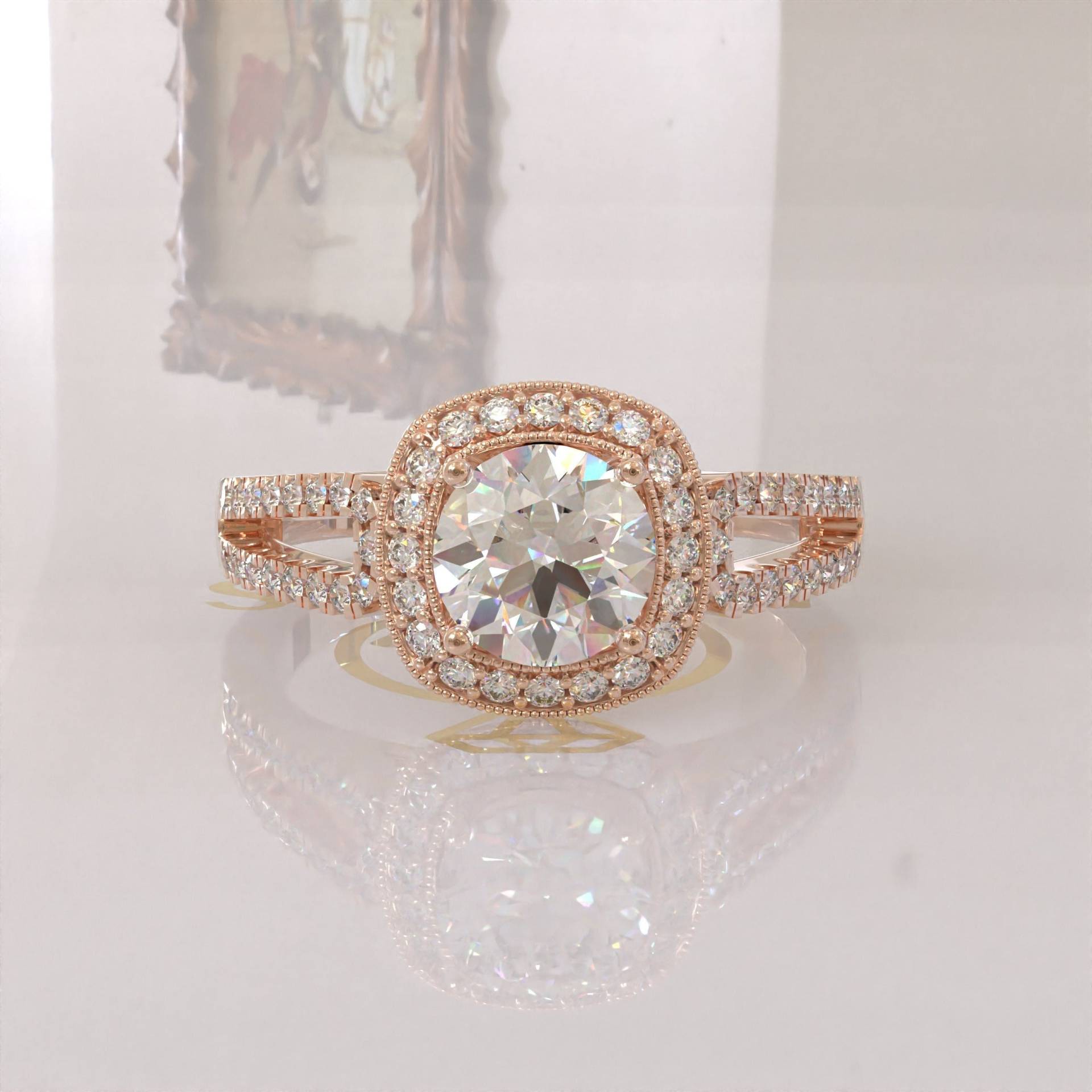 Farbloser Halo Moissanit Verlobungsring, Ehering, Gold Ring, Silber Einzigartiger Verlobungsring Farbloser Halo Moissanit Verlobungsring, Ehering, Gold Ring, Silber Einzigartiger Verlobungsring von Kdrjewels