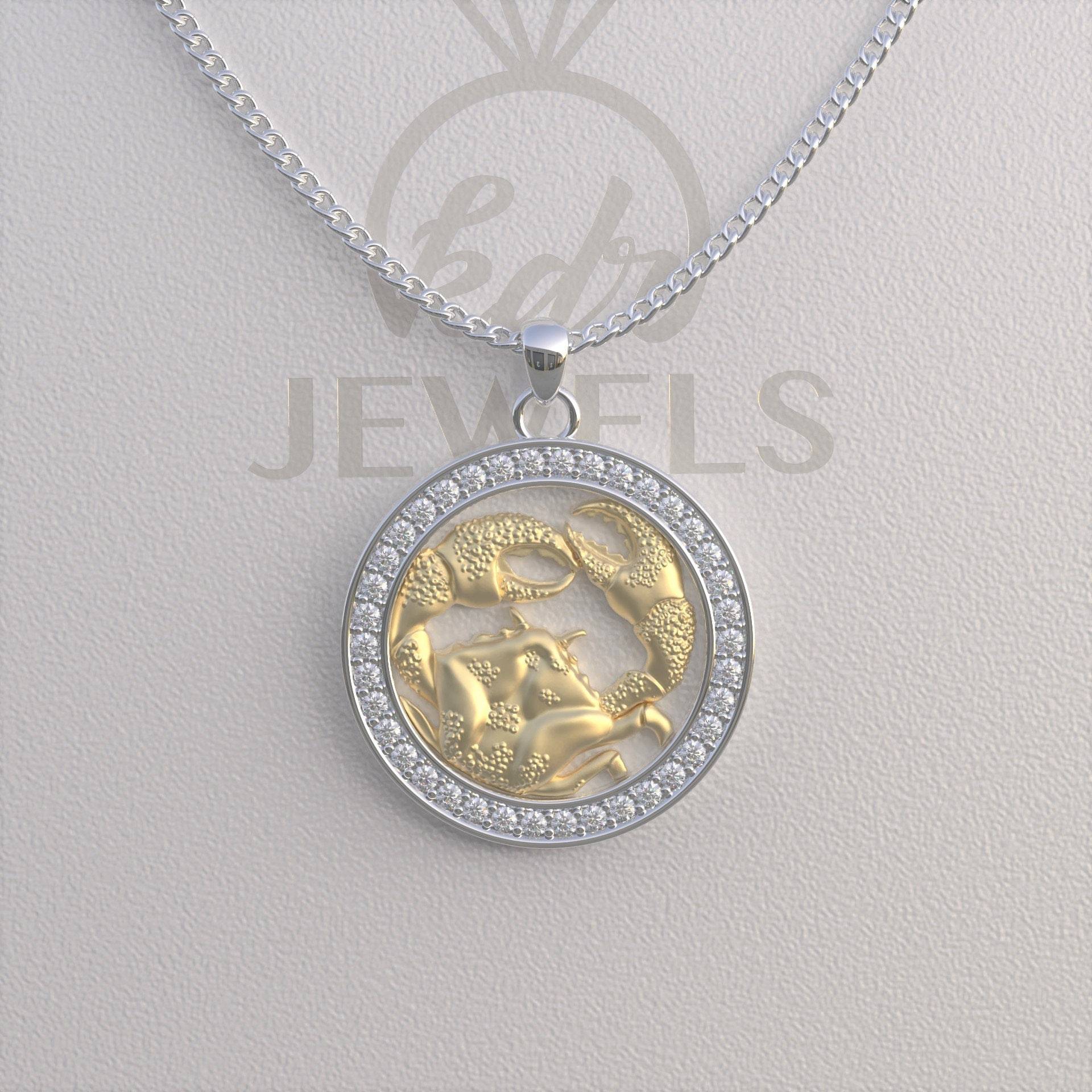 Krebs Halskette, Anhänger, Gold Silber Sternzeichen Bestes Geschenk Für Weihnachten von Kdrjewels