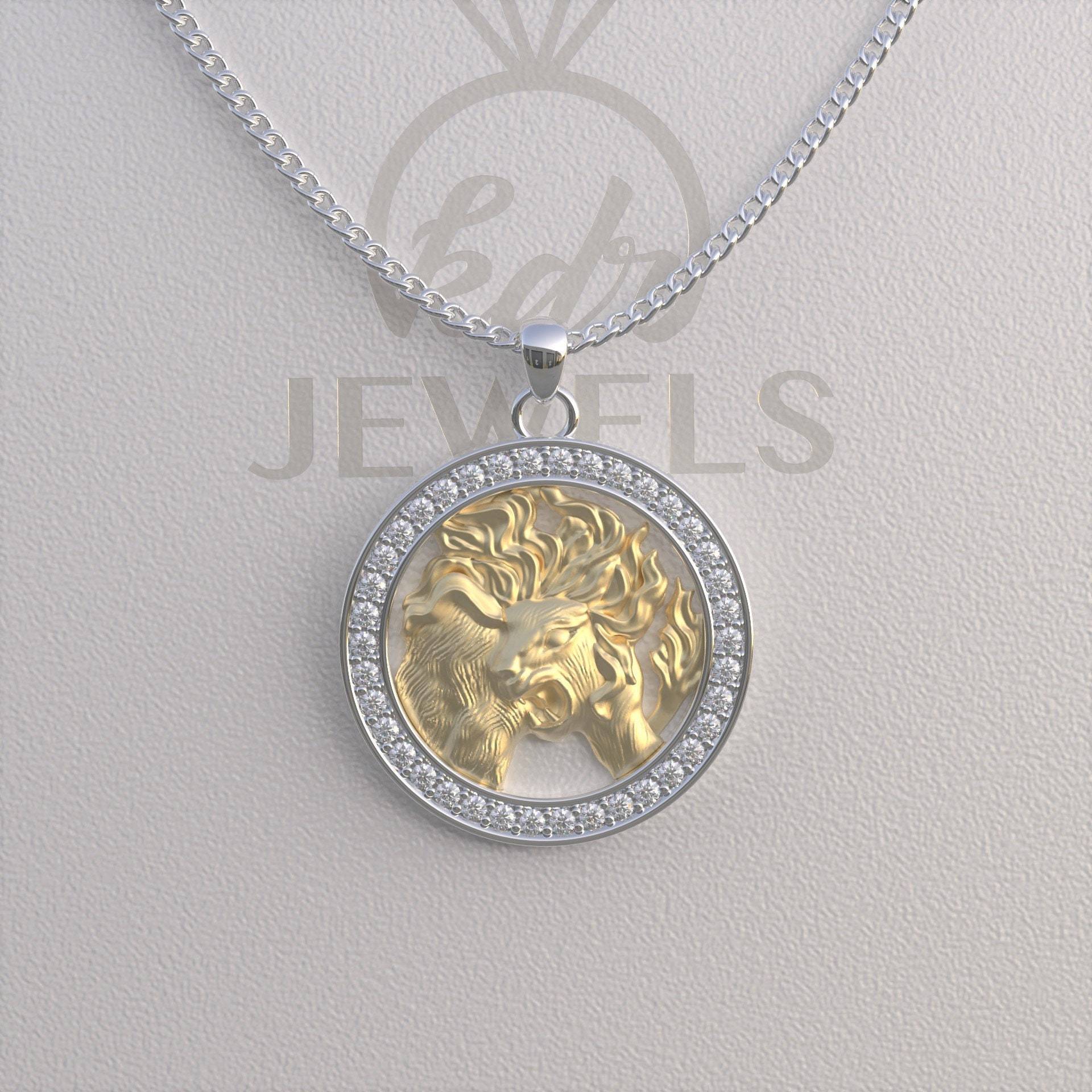 Löwe Halskette, Anhänger, Gold Silber Sternzeichen Bestes Geschenk Für Weihnachten, Charm von Kdrjewels