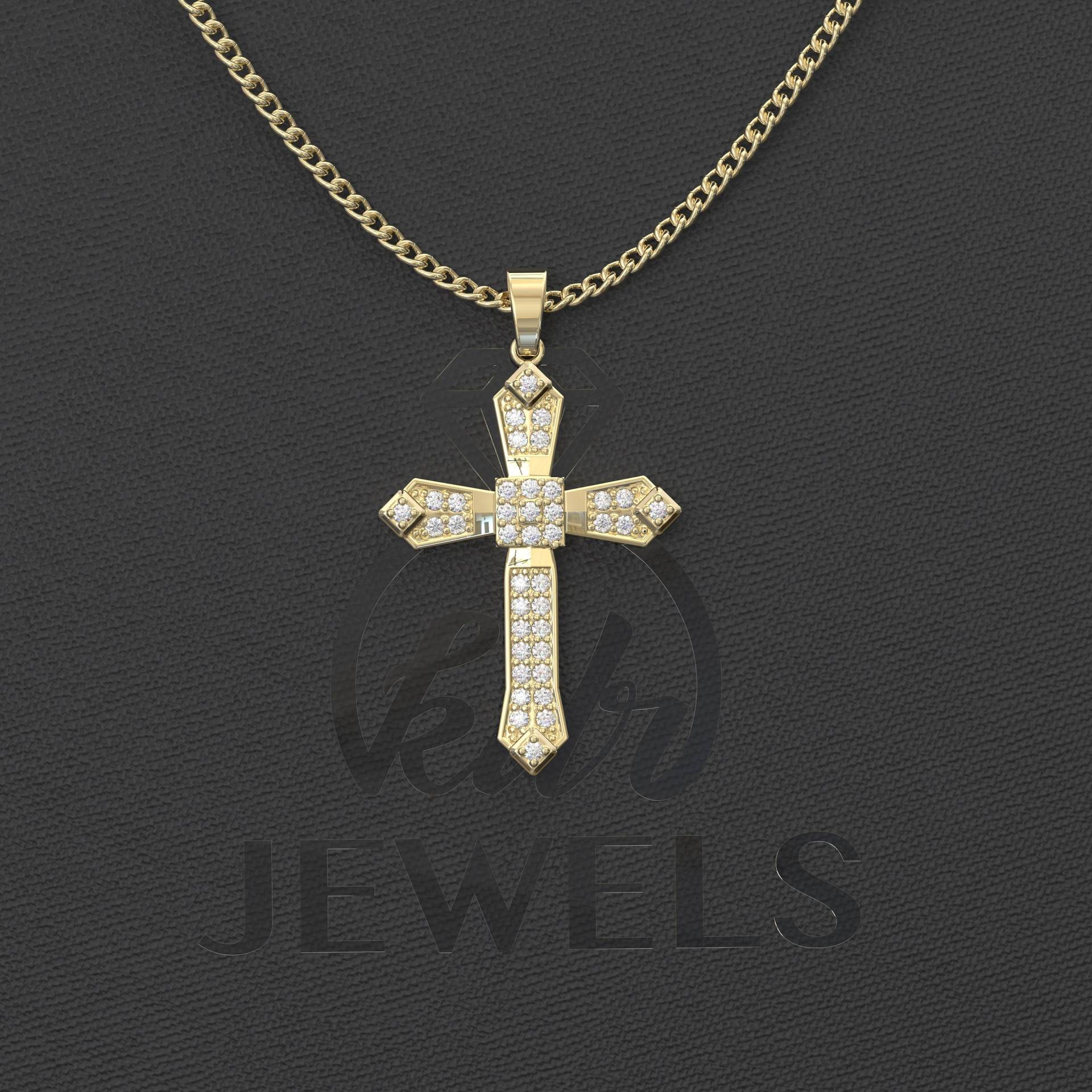 Moissanit Kreuz Halskette, Gold Silber Anhänger, Schmuck, Religiöse Jesus Anhänger von Kdrjewels