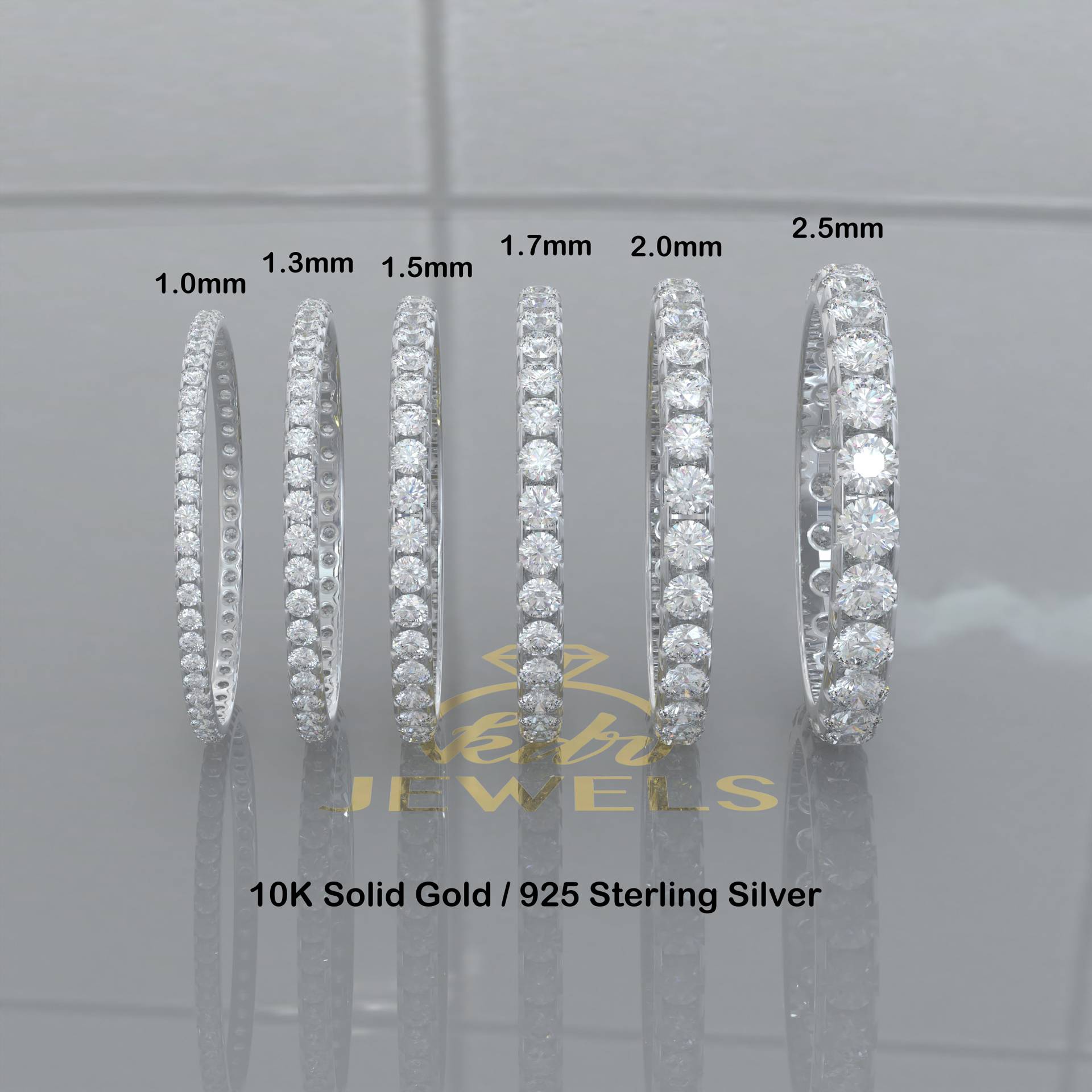 Natürlicher Diamant Full Eternity Band Ehering Für Frauen, 10K Gold Oder Silber, 100% Konfliktfreie Geniune Diamanten von Kdrjewels