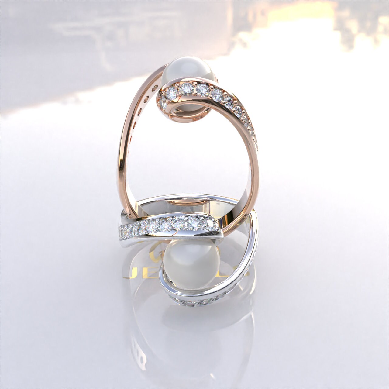 Perlen Verlobungsring, Ehering, Jahrestag Ring, Gold Birne Silber Zweifarbiger Perlenring, Versprechen Ring von Kdrjewels