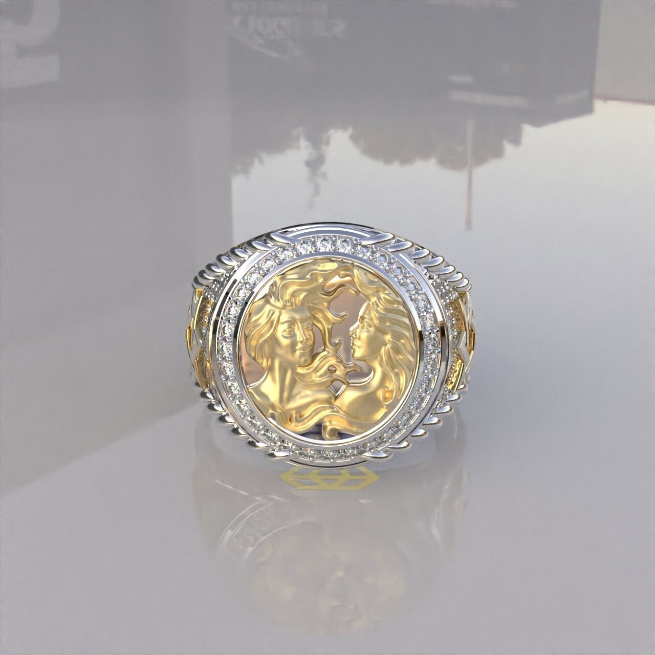 sternzeichen Silber Ring, Gold Goldring, Diamant von Kdrjewels