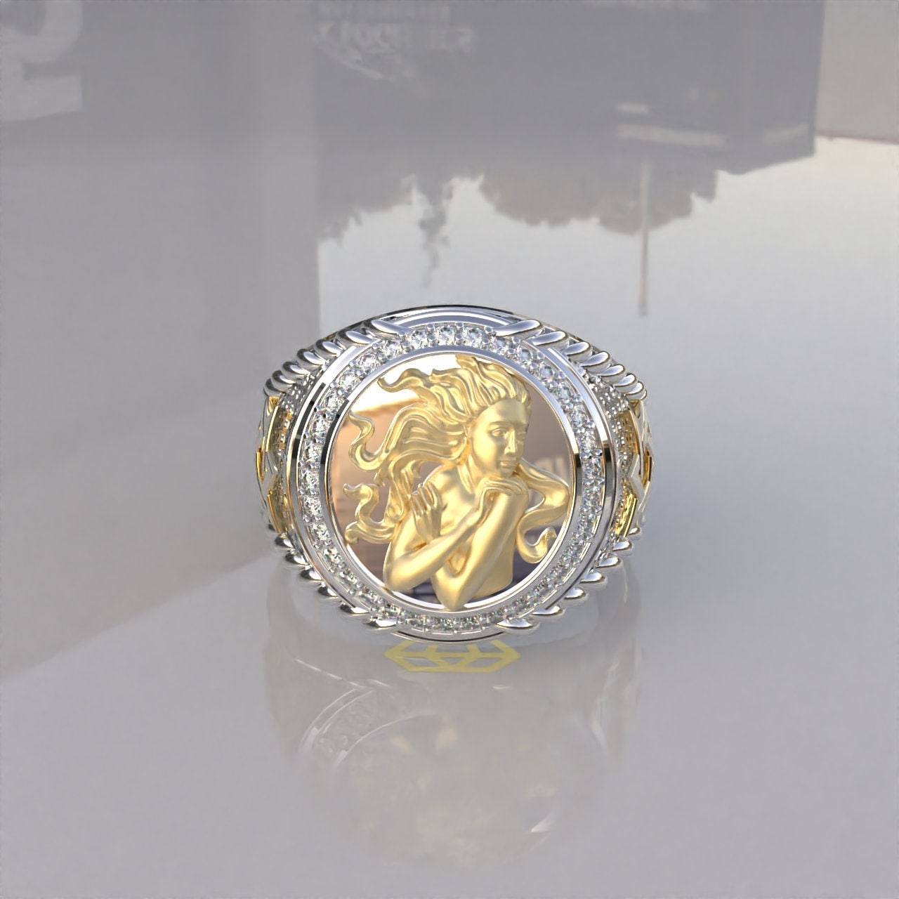 sternzeichen Silber Ring, Gold Ring Für Männer, Jungfrau Moissanit Virgo Mens Diamant von Kdrjewels
