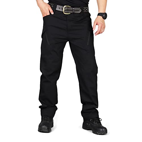 Kdtoll Herren Cargo Hose Wasserdicht Arbeitshose Slim Fit Militär Taktische Hosen Stretch Combat Wanderhose mit Multi Taschen, Schwarz (Ix9), 34-37 von Kdtoll