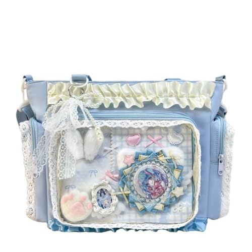 KeAiDMon Itabag Schultertasche mit Rüschen, Pin-Display-Tasche mit Anime-Abzeichen, blau, 7.7''X7.7''X2.6'' KeAiDMon Itabag Schultertasche mit Rüschen, Pin-Display-Tasche mit Anime-Abzeichen, blau, 7.7''X7.7''X2.6'' von KeAiDMon