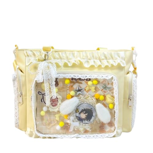KeAiDMon Itabag Schultertasche mit Rüschen, Pin-Display-Tasche mit Anime-Abzeichen, gelb, 7.7''X7.7''X2.6'' KeAiDMon Itabag Schultertasche mit Rüschen, Pin-Display-Tasche mit Anime-Abzeichen, gelb, 7.7''X7.7''X2.6'' von KeAiDMon
