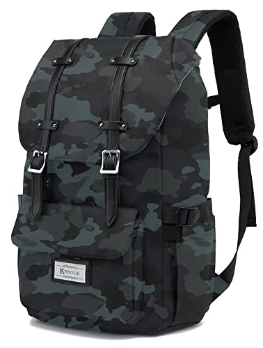 Rucksack Damen & Herren, Schulrucksack Mädchen für 15,6 Zoll Laptop Jungen Teenager, Wasserdichter Vintage Schule Daypack Fahrradrucksack für Reisen Camping Arbeit (Multicolor) von KeKour